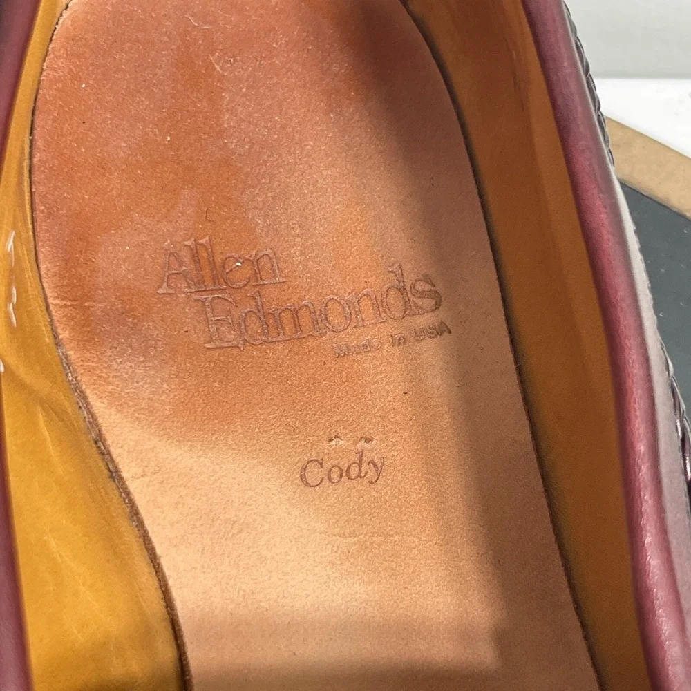 Allen Edmonds‎ Shoes Men 8 D Cody Brown Oxblood Tassel Loafers Woven Kiltie